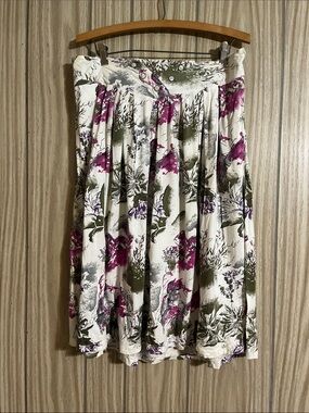 Vintage SH Collection Floral Abstract Midi Skirt - Size XL (Made in Greece)